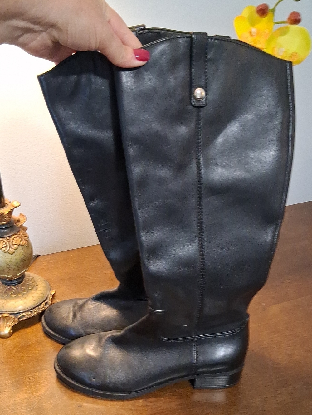 INC International Concepts Black Over-the-Knee Leather Boots